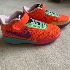 Nike Kids' Neon Orange and Purple Sneakers 12C